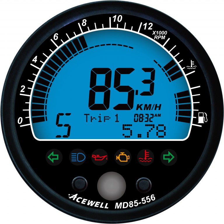 MD085 Digital LCD Display MultiFunction Speedometer 85mm acewellmeter