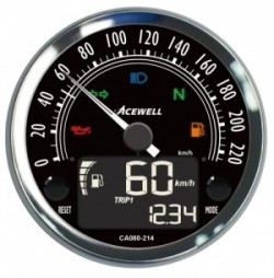 CV080 Classic 80mm Needle Speedometer with Multi-functional Digital Negative LCD Display