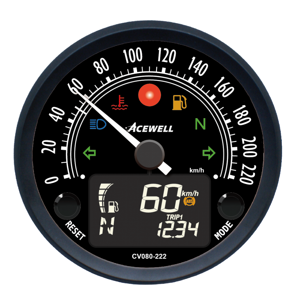 ACEWELL スピードメーター CV080 Classic 80mm Needle Speedometer with Multi-functional